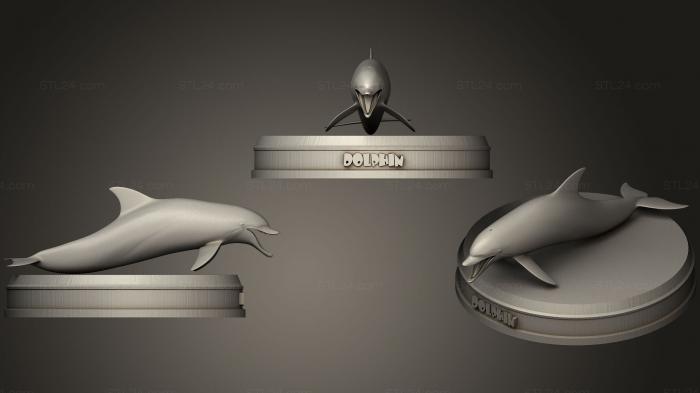 Статуэтки животных (Реалистичный Дельфин, STKJ_1402) 3D модель для ЧПУ станка